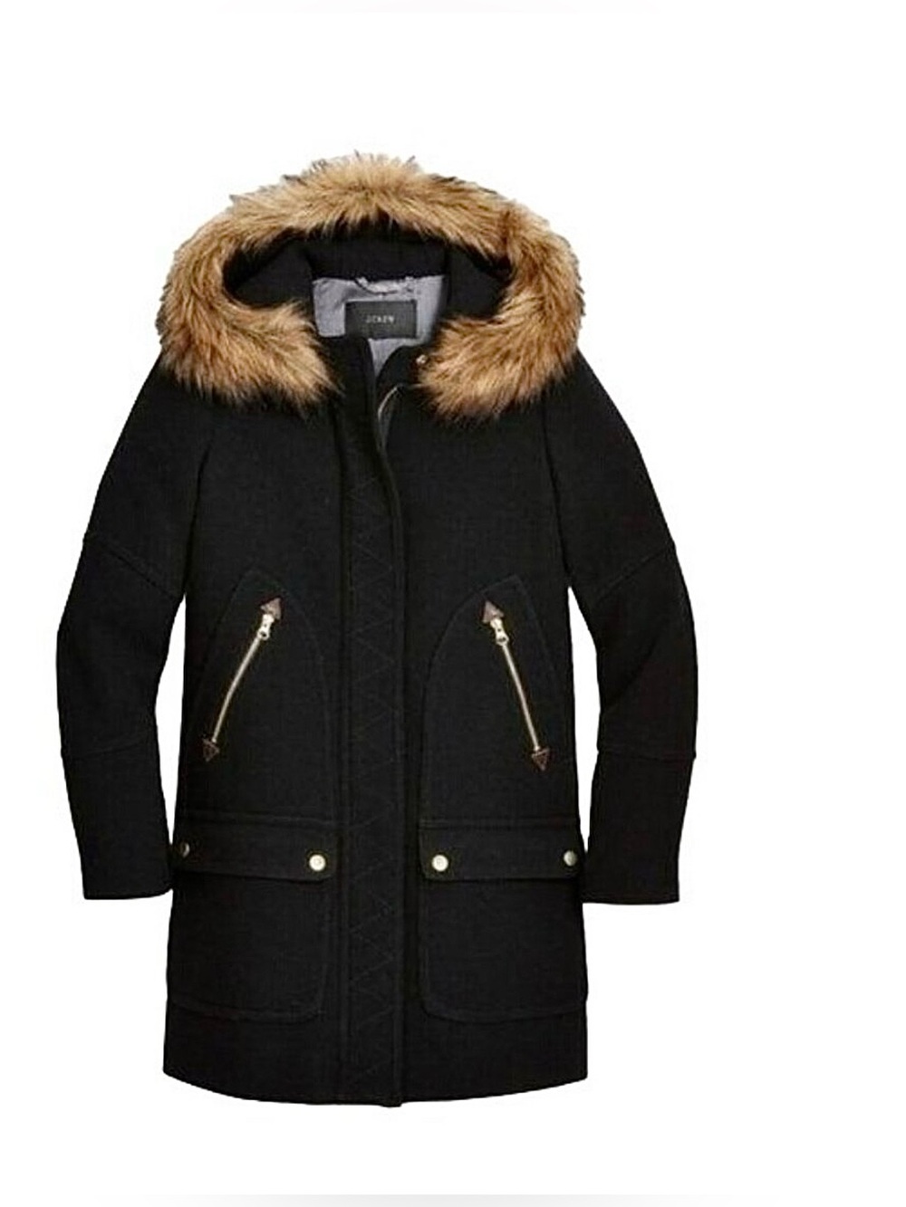 J. Crew Coat Chateau Parka Italian Stadium Cloth Wool Size 0 NWT